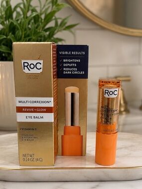 NIB RoC Multi Correxion Revive + Glow Eye Balm Vitamin C Brightening 0.14 oz